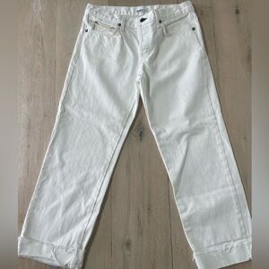 ASKK NY Premium Denim White Straight Leg Raw Hem Jeans